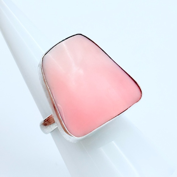Oscar’s Silver 950 Sterling Silver Pink Shell Ring - Adjustable Statement - Picture 1 of 12